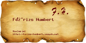 Fórizs Humbert névjegykártya